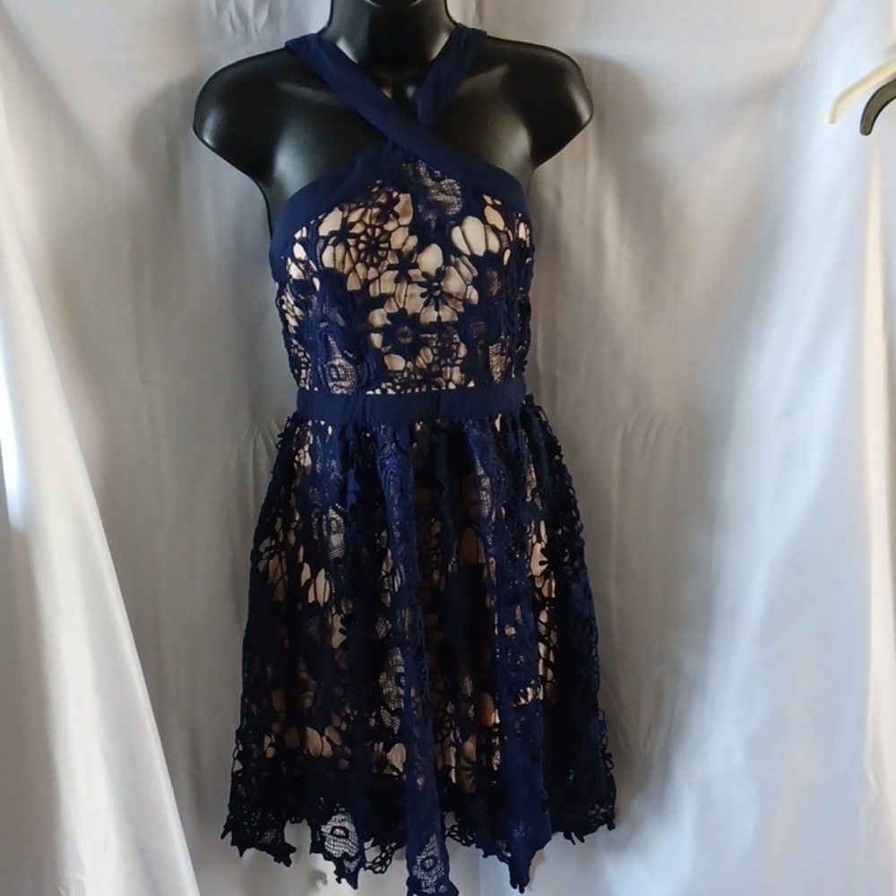 FRANCESCA'S Navy Blue Lace Dress S